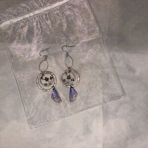 Whimsical Silver and Purple Dangle Earrings